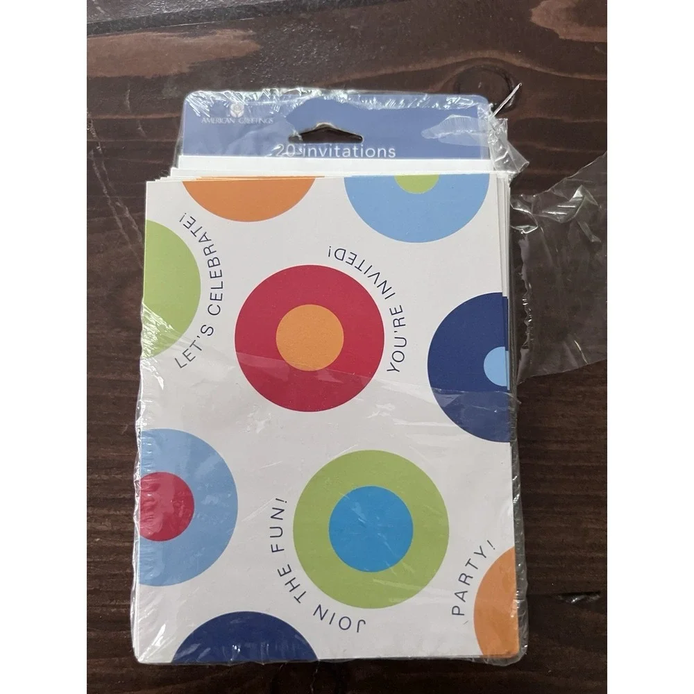 Set 17 PARTY INVITATIONS & ENVELOPES Fun Celebration Spheres American‎ Greetings